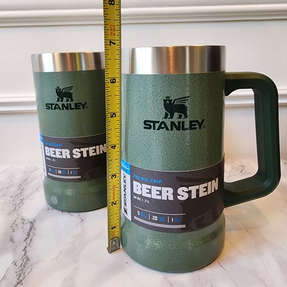 NIB SET OF TWO Stanley Adventure Big Grip Beer Stein Hammertone Green 24 oz - Picture 5 of 7
